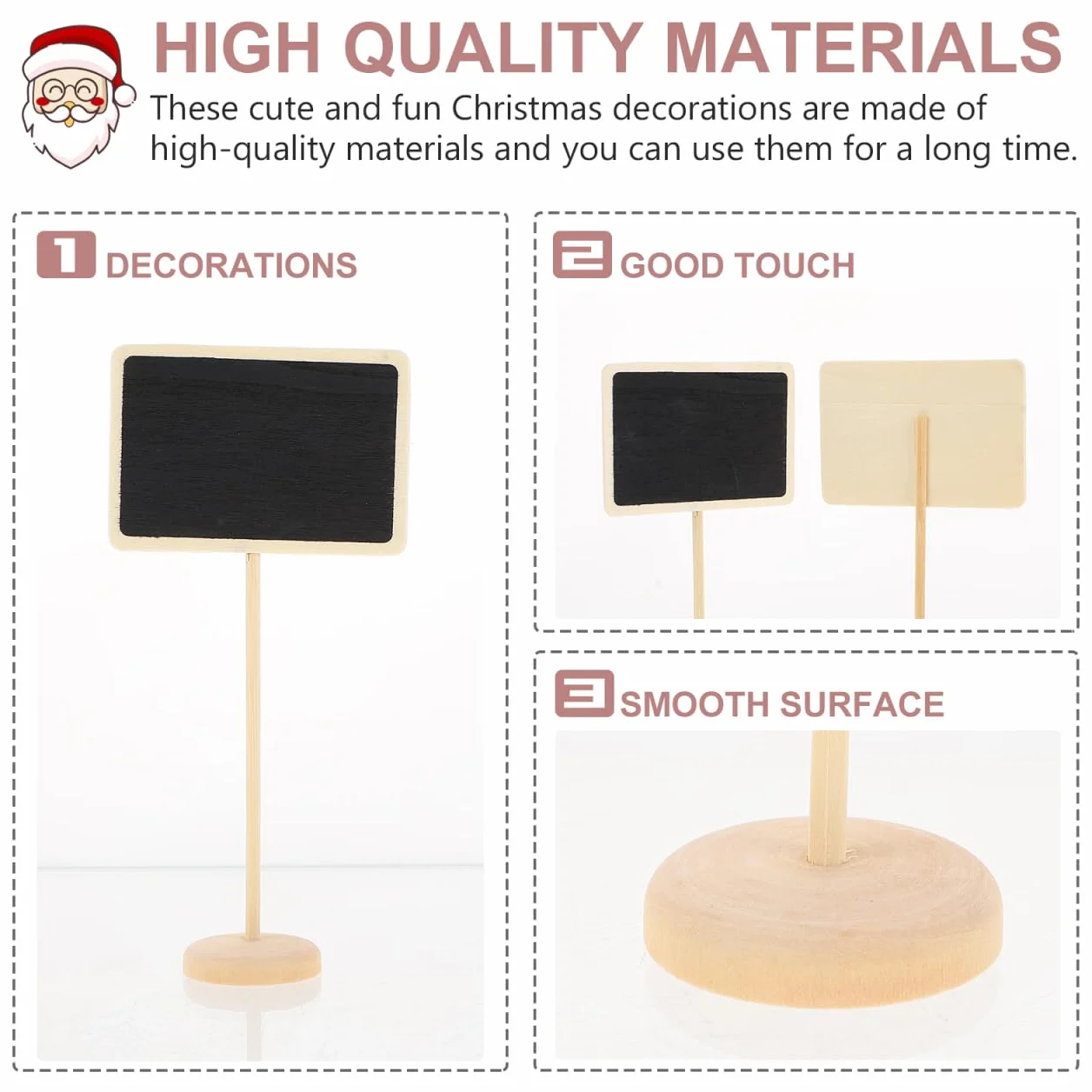 Ciieeo 20 Pièces Petit Tableau Noir avec Chevalets Mini Ardoise Effaçable Décorations Noel Bois