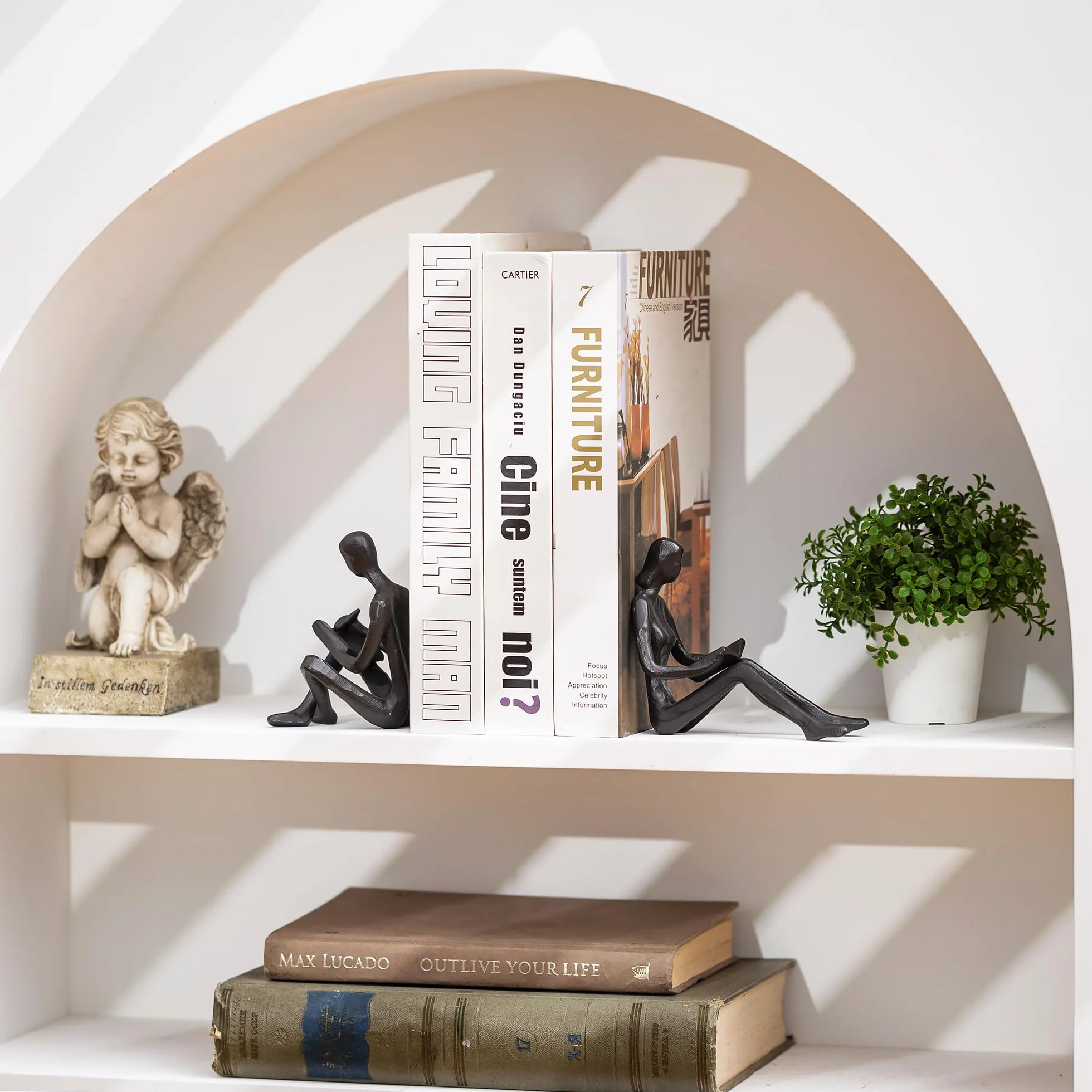 Sziqiqi Serre-Livres en Fonte pour Étagères Statue Métal Cadeau pour Lecteurs