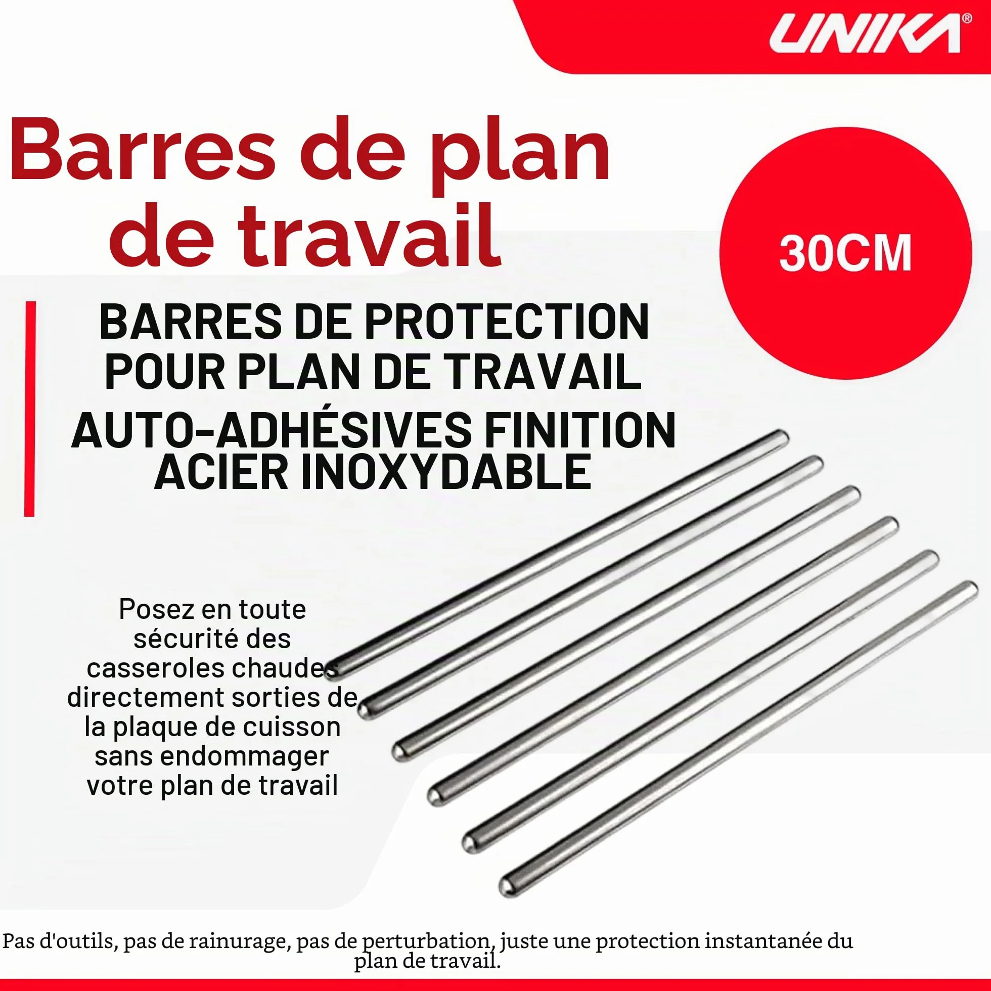 Barrettes de Protection de Plan de Travail Contre la Chaleur, Argent, Lot de 6