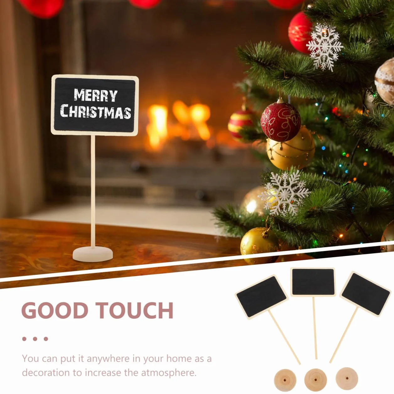 Ciieeo 20 Pièces Petit Tableau Noir avec Chevalets Mini Ardoise Effaçable Décorations Noel Bois