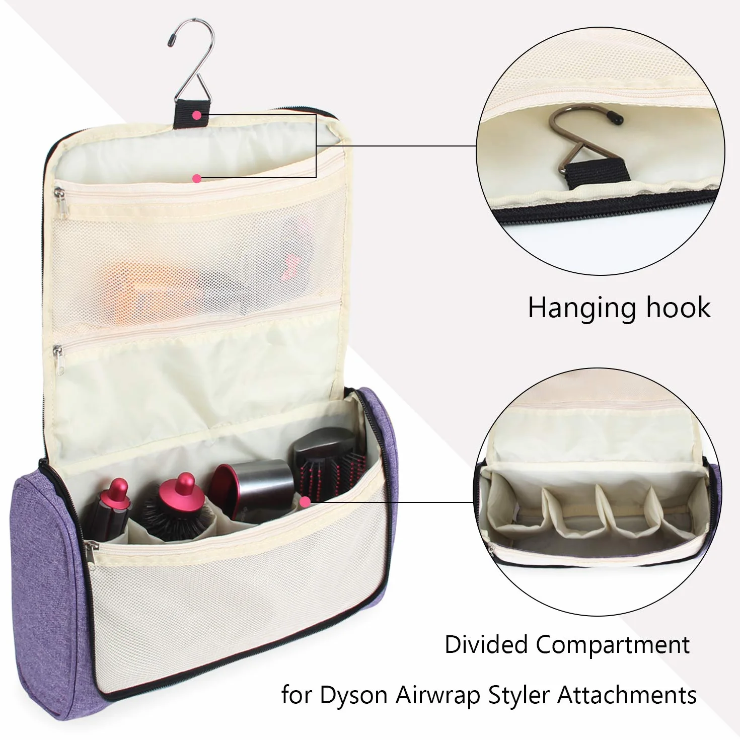 Teamoy Sac de Rangement pour Dyson Airwrap, Étui Portable de Voyage, Violet